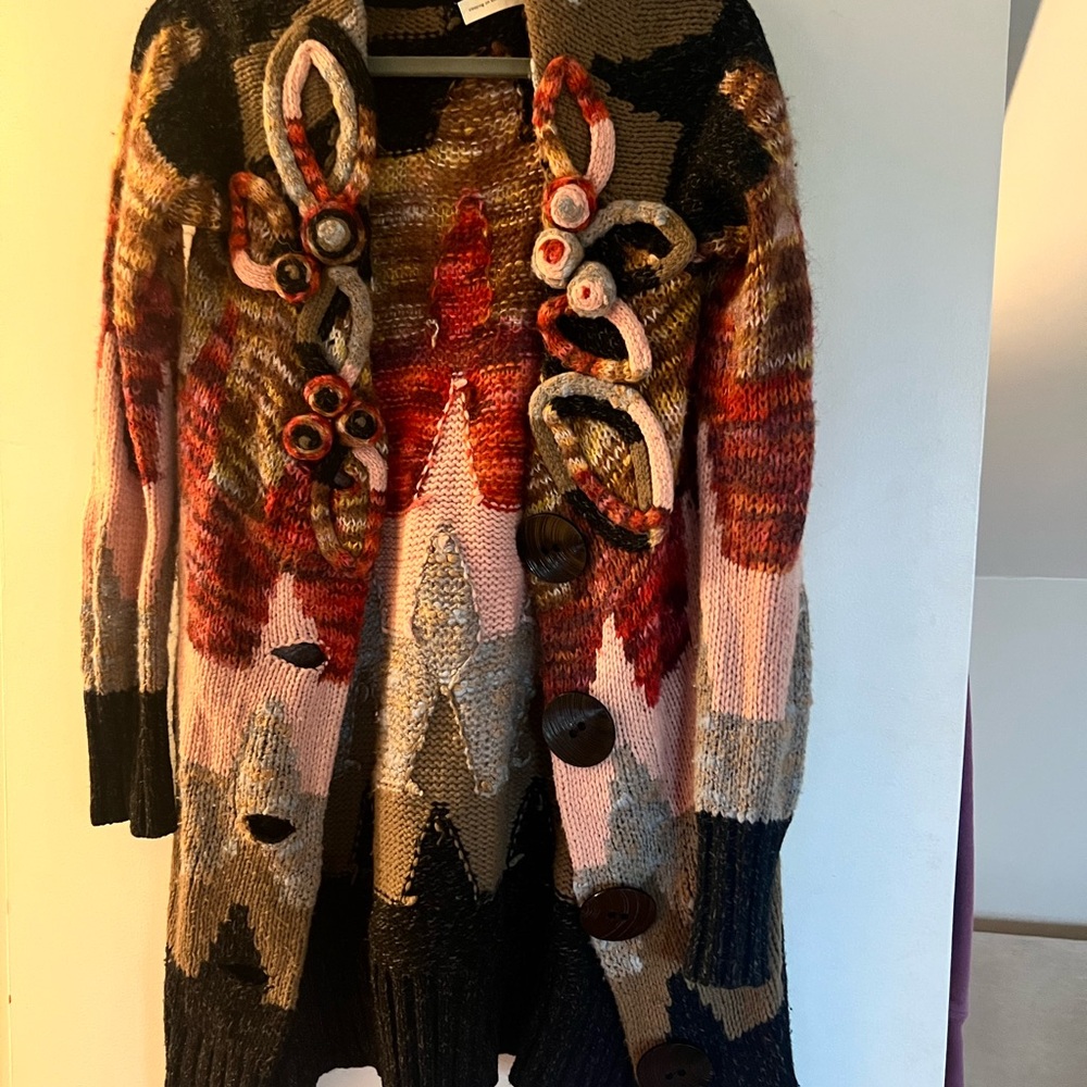 Black and Red Knit Cardigan Sweater